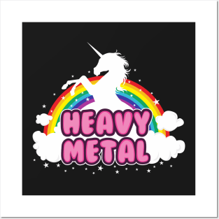 heavy metal parody funny unicorn rainbow Posters and Art